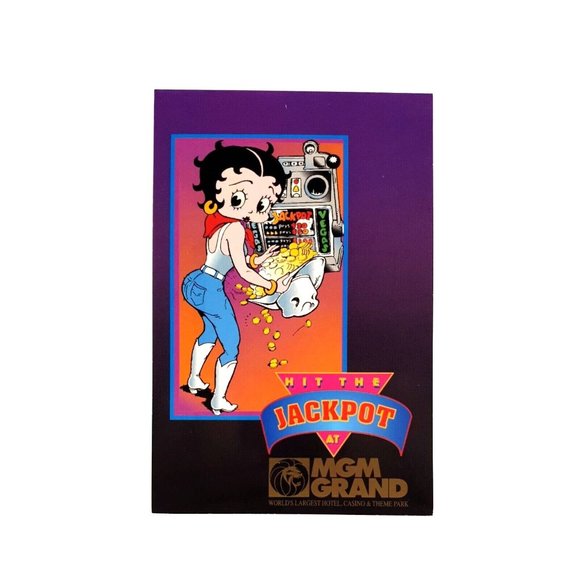 Betty Boop MGM Grand Postcard Collector Series 015 Vintage 1993 Hit The Jackpot - Picture 1 of 2